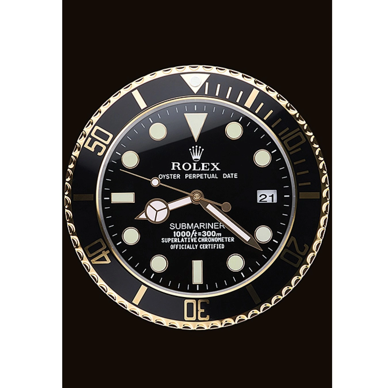 AAA replica watch 622476 Rolex Submariner Black-Gold Wall Clock 0817
